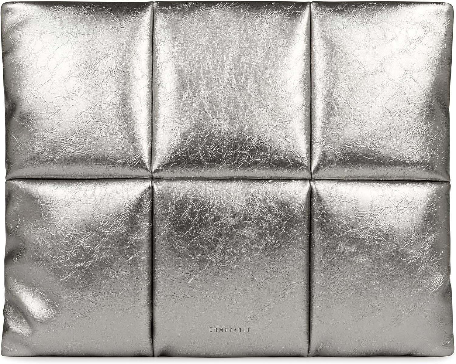 Alternative view of Comfyable Puffy Dizüstü Bilgisayar Kılıfı 13 inç 14 inç, Kadınlar için Puffer Laptop Taşıma Çantası, MacBook Air M3 2024 M2 M1 ile Uyumlu Yastık Kılıfı, MacBook Pro 13'ü 14 inç, PU Deri Kapak, Gümüş
