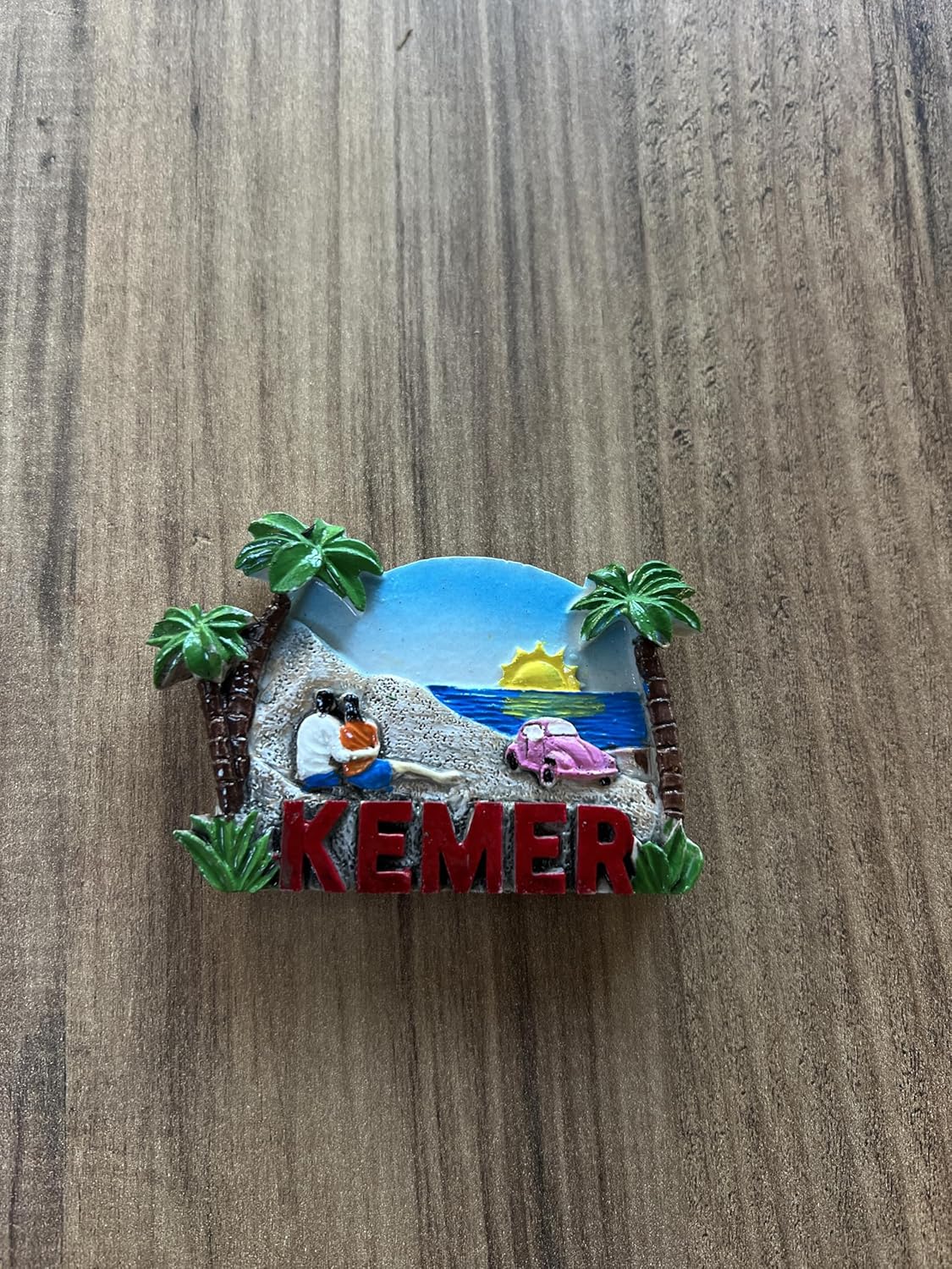 Alternative view of Magnet, Plaj Temalı Dekoratif Buzdolabı Magneti, Palmiye ve Deniz Manzaralı, El Yapımı Turistik Hediyelik Eşya