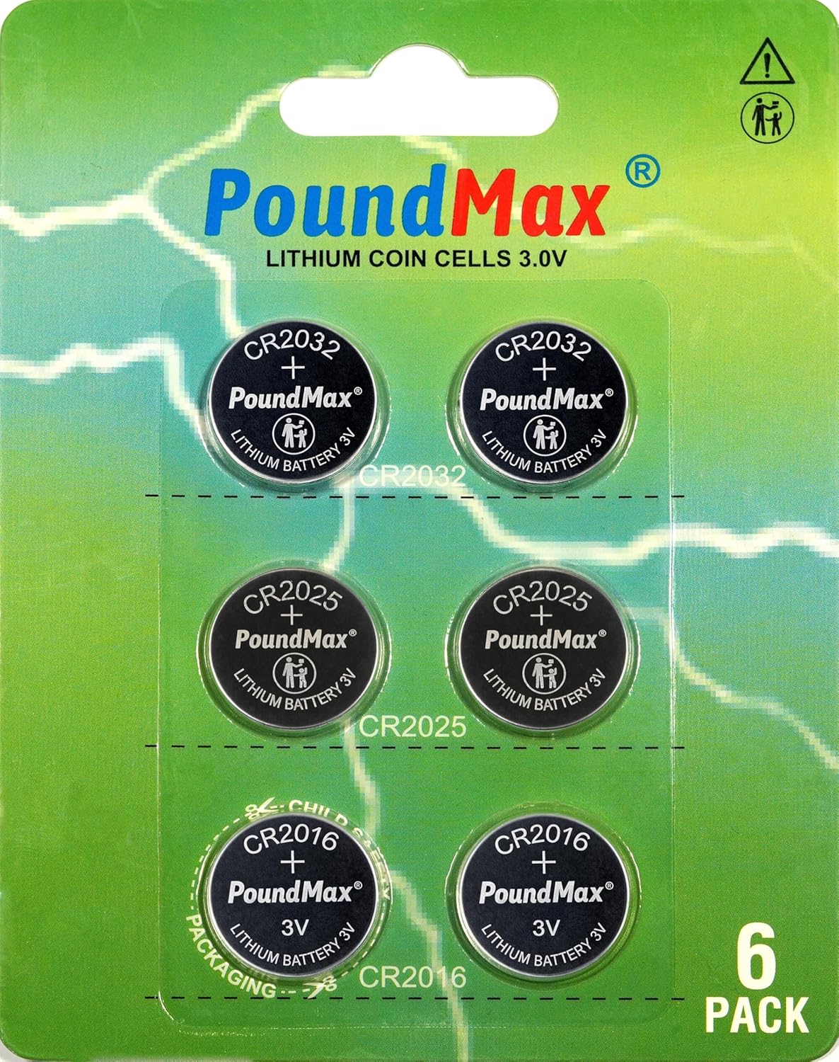 PoundMax Süper Karışık CR2032 CR2025 CR2016 3 V Lityum Düğme Pil (6'lı Paket) - Görsel 2
